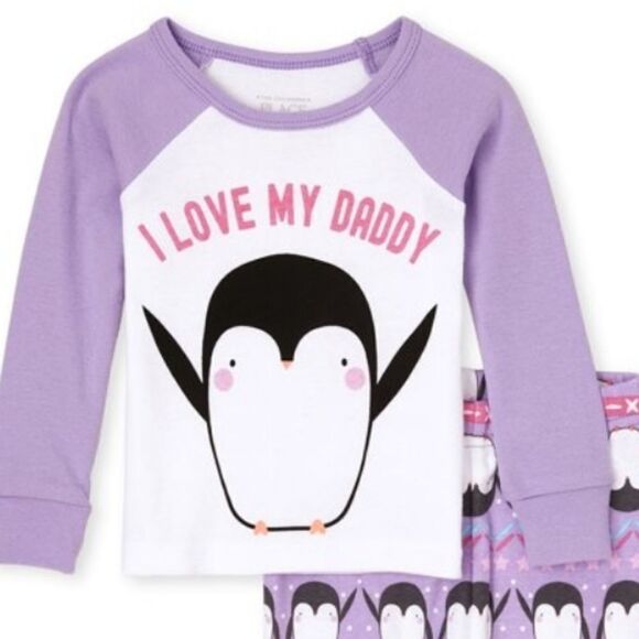NWT I Love Daddy Lavender Pajamas Peguin Motif - Picture 2 of 4